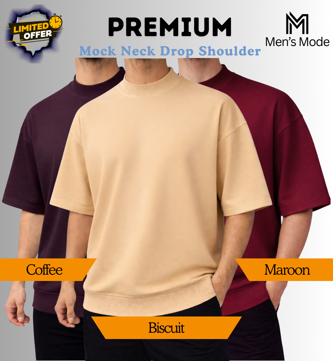 Mock Neck Drop Shoulder