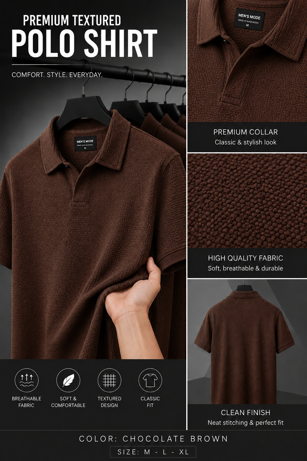 Premium Waffle Cuban Polo