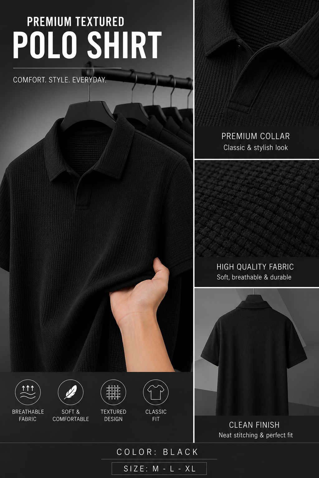 Premium Waffle Cuban Polo